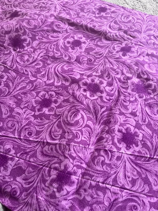 Purple Denim Floral Jacquard Fabric - Picture 2 of 6